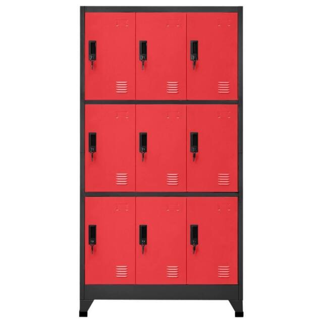 Berkfield Home Locker Cabinet Anthracite & Red 90x45x180 cm Steel - Size: 90 x 45 x 180 cm - image 1