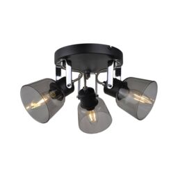 Pagazzi Zach 3 Light Black Ceiling Spotlight Plate with Glass Shade - thumbnail 2