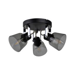 Pagazzi Zach 3 Light Black Ceiling Spotlight Plate with Glass Shade - thumbnail 3