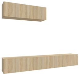 Berkfield Home 3 Piece TV Cabinet Set Sonoma Oak Engineered Wood in Brown - thumbnail 2