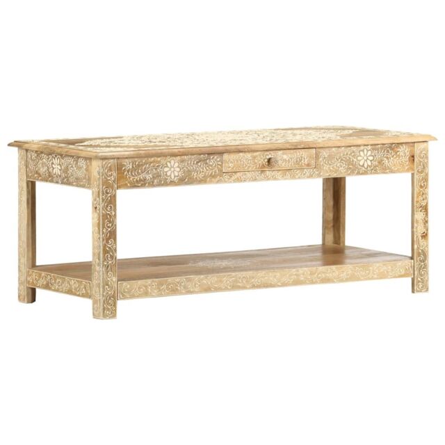 Berkfield Home Coffee Table 110x50x45 cm Hand Painted Solid Mango Wood in Brown - Size: 110 x 50 x 45 cm - image 1