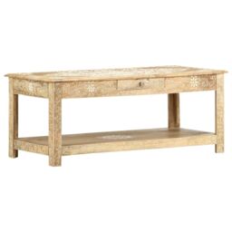 Berkfield Home Coffee Table 110x50x45 cm Hand Painted Solid Mango Wood in Brown - Size: 110 x 50 x 45 cm - thumbnail 6