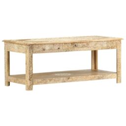 Berkfield Home Coffee Table 110x50x45 cm Hand Painted Solid Mango Wood in Brown - Size: 110 x 50 x 45 cm - thumbnail 7