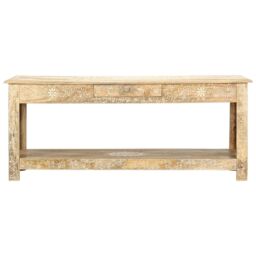 Berkfield Home Coffee Table 110x50x45 cm Hand Painted Solid Mango Wood in Brown - Size: 110 x 50 x 45 cm - thumbnail 2