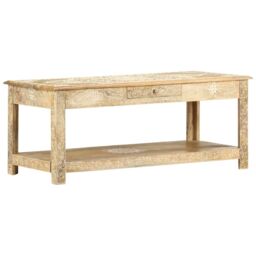 Berkfield Home Coffee Table 110x50x45 cm Hand Painted Solid Mango Wood in Brown - Size: 110 x 50 x 45 cm - thumbnail 9