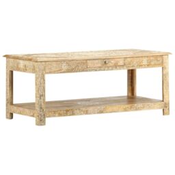 Berkfield Home Coffee Table 110x50x45 cm Hand Painted Solid Mango Wood in Brown - Size: 110 x 50 x 45 cm - thumbnail 8