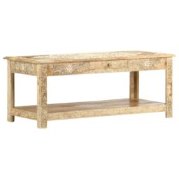 Berkfield Home Coffee Table 110x50x45 cm Hand Painted Solid Mango Wood in Brown - Size: 110 x 50 x 45 cm - thumbnail 1