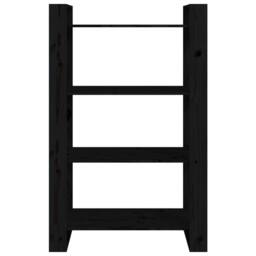 Berkfield Home Beautiful Book Cabinet/Room Divider Black 80x35x125 cm Solid Wood Pine - Size: 80 x 35 x 125 cm - thumbnail 5