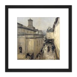 Artery8 Vollon View Church Of Notre Dame De Lorette Paris 8X8 Inch Square Wooden Framed Wall Art Print Picture with Mount in Black - thumbnail 1