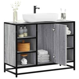 Berkfield Home Bathroom Sink Cabinet Grey Sonoma 80x33x60 cm Engineered Wood - Size: 80 x 33 x 60 cm - thumbnail 1