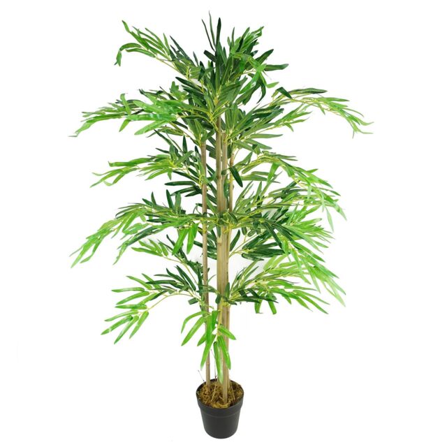 Leaf 120cm (4ft) Artificial Bamboo Plants Trees - Natural Green - image 1