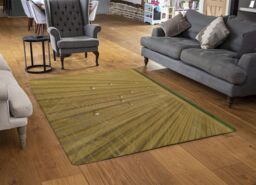 Benjamin Tate Design Straw Bales Of Wheat Lying On Harvested Field Designer Rug in Natural - Size: Large - thumbnail 2