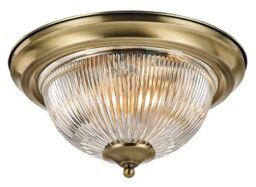 Happy Homewares Traditional IP44 Bathroom Ceiling Light With Stylish Glass Shade in Metallic Gold