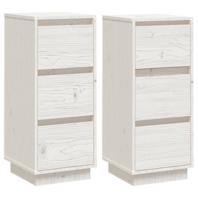 Berkfield Home Sideboards 2 pcs White 32x34x75 cm Solid Wood Pine - Size: 32 x 34 x 75 cm - image 1
