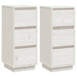 Berkfield Home Sideboards 2 pcs White 32x34x75 cm Solid Wood Pine - Size: 32 x 34 x 75 cm - thumbnail 1