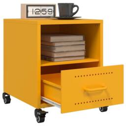 Berkfield Home Bedside Cabinets 2 pcs Mustard Yellow 36x39x43.5 cm Steel - thumbnail 4