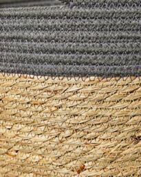 Dibor Traditional Seagrass Medium Grey Stripe Indoor Storage Basket H24 x D39cm in Natural - thumbnail 3