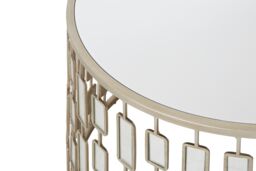 Orsina Glass Topped Coffee Table, Champagne Silver Finish Large Round Table, Modern Decorative Table, Accent Table - thumbnail 5