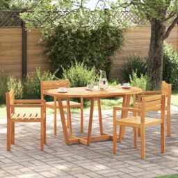 Berkfield Home Garden Dining Table Oval 150x90x75 cm Solid Wood Acacia in Brown - Size: 150 x 90 x 75 cm - thumbnail 3