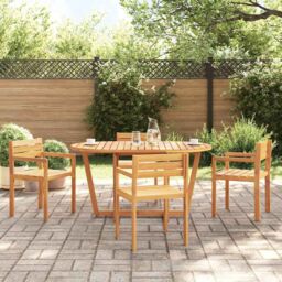 Berkfield Home Garden Dining Table Oval 150x90x75 cm Solid Wood Acacia in Brown - Size: 150 x 90 x 75 cm - thumbnail 1