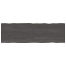 Berkfield Home Table Top Dark Grey 160x50x(2-4) cm Treated Solid Wood Live Edge in Brown - thumbnail 1