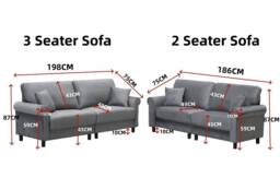 LUXURY LIFE Geneva Fabric Sofa Set Linen or Velvet in Grey - thumbnail 4