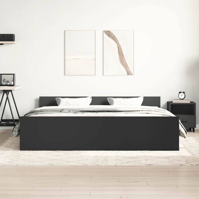 Berkfield Home Durable Bed Frame with Headboard & Footboard Black 200x200 cm - image 1