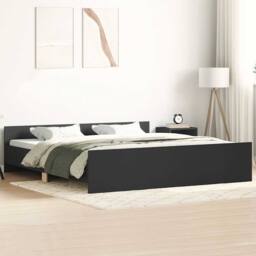 Berkfield Home Durable Bed Frame with Headboard & Footboard Black 200x200 cm - thumbnail 2