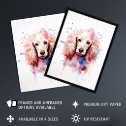 "Artery8 Wall Art Print Poodle Lovers Gift Watercolour Pet Portrait Painting Artwork Poster - Size: W18"" x H24""" - thumbnail 2