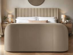 Flair Fallon TV Side Lift Ottoman Bed Beige Velvet - Size: Super King - thumbnail 4