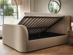 Flair Fallon TV Side Lift Ottoman Bed Beige Velvet - Size: Super King - thumbnail 2