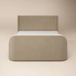 Flair Fallon TV Side Lift Ottoman Bed Beige Velvet - Size: Super King - thumbnail 6