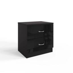 NESTLUNE Black High Gloss 2 Drawer Bedside Cabinet Table - Size: 100 cm x 15 cm - thumbnail 1