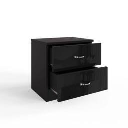 NESTLUNE Black High Gloss 2 Drawer Bedside Cabinet Table - Size: 100 cm x 15 cm - thumbnail 4