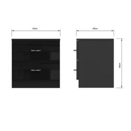 NESTLUNE Black High Gloss 2 Drawer Bedside Cabinet Table - Size: 100 cm x 15 cm - thumbnail 2