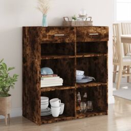 Berkfield Home Sideboard Smoked Oak 80x42.5x93 cm Engineered Wood in Brown - thumbnail 1