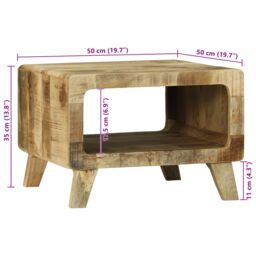Berkfield Home Coffee Table 50x50x35 cm Solid Rough Wood Mango in Brown - Size: 50 x 50 x 35 cm - thumbnail 9