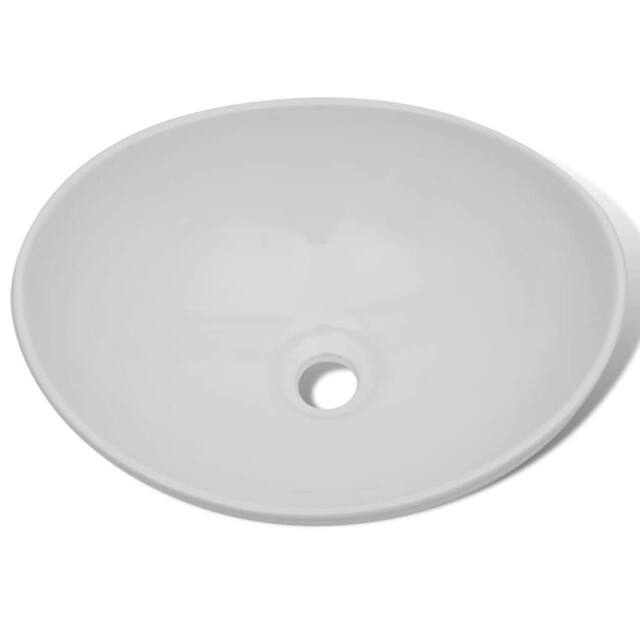 Berkfield Home Ceramic Basin 40x33 cm Oval White - image 1