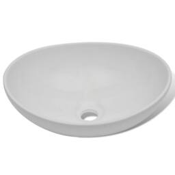 Berkfield Home Ceramic Basin 40x33 cm Oval White - thumbnail 3