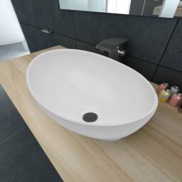 Berkfield Home Ceramic Basin 40x33 cm Oval White - thumbnail 2