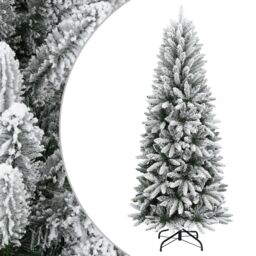 Berkfield Home Artificial Christmas Tree with Flocked Snow 240 cm PVC&PE in White - thumbnail 1