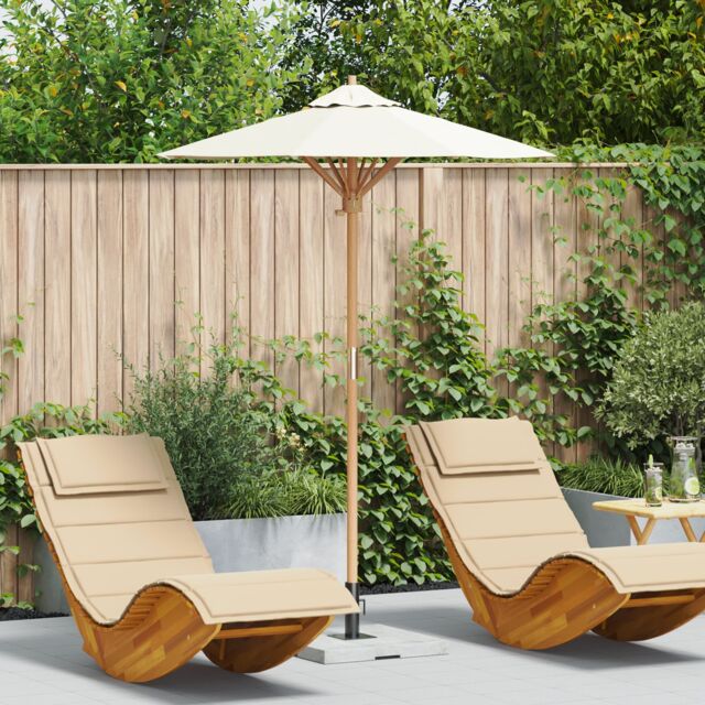 Berkfield Home Garden Parasol Cream White 150x210 cm Bamboo - image 1
