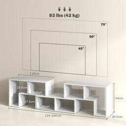 Wyld Haus Tota Modular TV Stand 134 - 180cm White Wood Effect - thumbnail 2