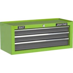 Loops 605 x 260 x 250mm GREEN 3 Drawer MID-BOX Tool Chest Lockable Storage Cabinet - thumbnail 4