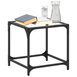 Berkfield Home Coffee Table with Transparent Glass Top 40x40x40 cm Steel in White - Size: 40 x 40 x 40 cm
