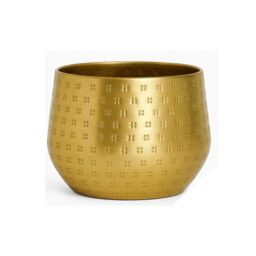 Melody Maison Small Round Gold Patterned Planter in Metallic Gold