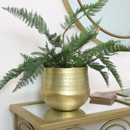 Melody Maison Small Round Gold Patterned Planter in Metallic Gold - thumbnail 6