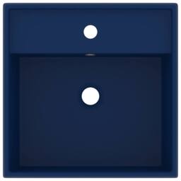 Berkfield Home Luxury Basin Overflow Square Matt Dark Blue 41x41 cm Ceramic - thumbnail 1