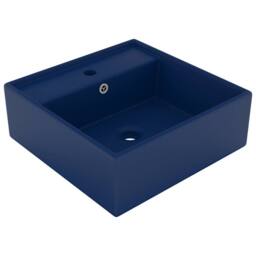 Berkfield Home Luxury Basin Overflow Square Matt Dark Blue 41x41 cm Ceramic - thumbnail 2