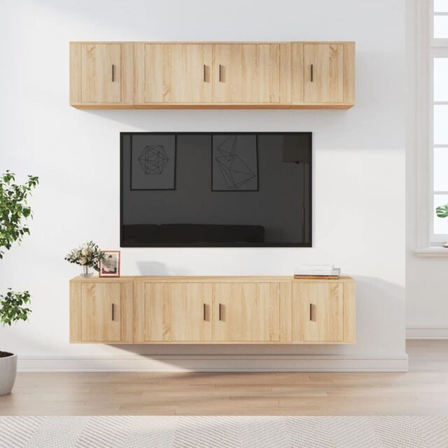 Berkfield Home 6 Piece TV Cabinet Set Sonoma Oak Engineered Wood in Brown - image 1